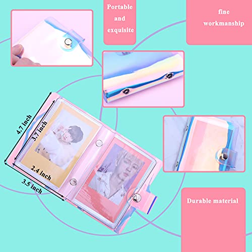 Ndsox 2x3 One-Handed Mini Photo Album 36 Pockets Portable Kpop Photo Card Holder Compatible with Fujifilm Instax Mini Cameras/Polaroid Snap Touch/SocialMatic Instant Cameras, Rainbow