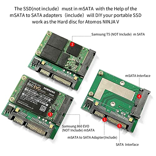 ANDYCINE Magnalium Case for mSATA SSD Compatible for Atomos Ninja V,V+, Ninja Flame, Ninja Inferno, and Shogun Inferno  with mSATA to SATA Adapter