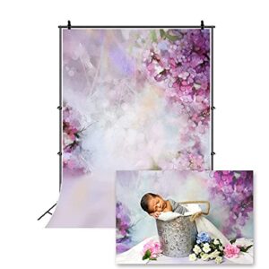 laeacco floral background 5x7ft oil painting watercolor drawing wall flowers photography background light purple blooming spring cherry blossoms abstract photo studio backdrop bokeh children photos
