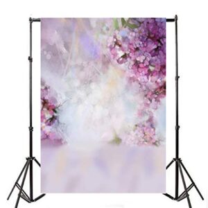 Laeacco Floral Background 5x7ft Oil Painting Watercolor Drawing Wall Flowers Photography Background Light Purple Blooming Spring Cherry Blossoms Abstract Photo Studio Backdrop Bokeh Children Photos