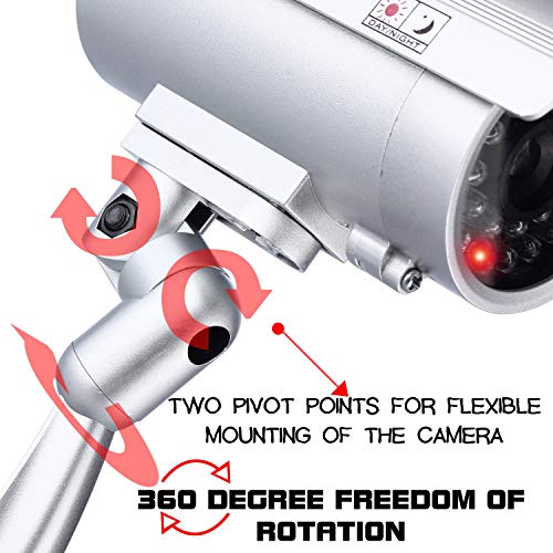 IDAODAN Dummy Security Camera, Fake Cameras CCTV Surveillance System with Realistic Simulated LEDs for Home Security + Warning Sticker Outdoor/Indoor Use (4 Pack)