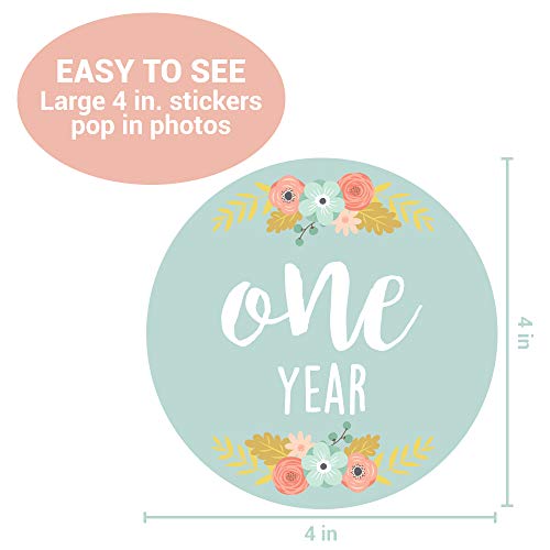 Baby Monthly Stickers | Floral Baby Milestone Stickers | Newborn Girl Stickers | Month Stickers for Baby Girl | Baby Girl Stickers | Newborn Monthly Milestone Stickers (Set of 24)