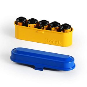 kodak film case – for 5 rolls of 35mm films – compact, retro steel case to sort and safeguard film rolls (blue) (film is not included)