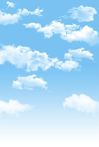 AOFOTO 3x5ft Blue Sky Backdrops White Clouds Photo Shoot Background Photography Studio Props Digital Video Drop Baby Infant Kid Newborn Toddler Artistic Portrait