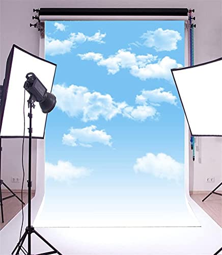 AOFOTO 3x5ft Blue Sky Backdrops White Clouds Photo Shoot Background Photography Studio Props Digital Video Drop Baby Infant Kid Newborn Toddler Artistic Portrait