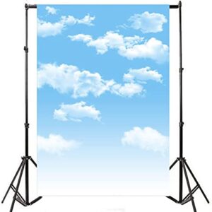 AOFOTO 3x5ft Blue Sky Backdrops White Clouds Photo Shoot Background Photography Studio Props Digital Video Drop Baby Infant Kid Newborn Toddler Artistic Portrait