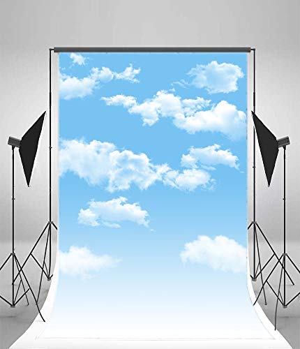 AOFOTO 3x5ft Blue Sky Backdrops White Clouds Photo Shoot Background Photography Studio Props Digital Video Drop Baby Infant Kid Newborn Toddler Artistic Portrait