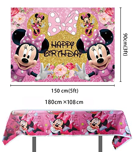 Mouse Backdrop and Mouse Tablecloth Girls Birthday Party Backdrop and Table Cover Mouse Birthday Party Supplies