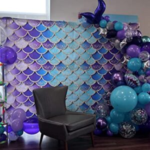 Avezano Mermaid Backdrops for Girls Birthday Glitter Mermaid Scales Princess Baby Shower Party Decorations Photo Booth Studio Props Banner 8x6ft
