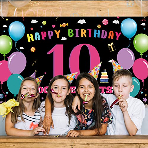 HTDZZI 10th Birthday Decorations for Girl, Happy 10th Birthday Backdrop ...