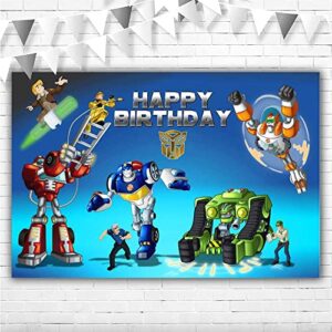 similar transformers rescue bots backdrop 5x3ft happy birthday transformers rescue bots birthday decorations banner vinyl transformers backdrop background for boys 2nd birthday