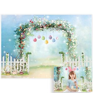 allenjoy spring easter floral backdrop pictures bunny colorful eggs fence carrot wall decor photography background 7x5ft rabbit grassland newborn baby shower kids photoshoot banner photo booth props