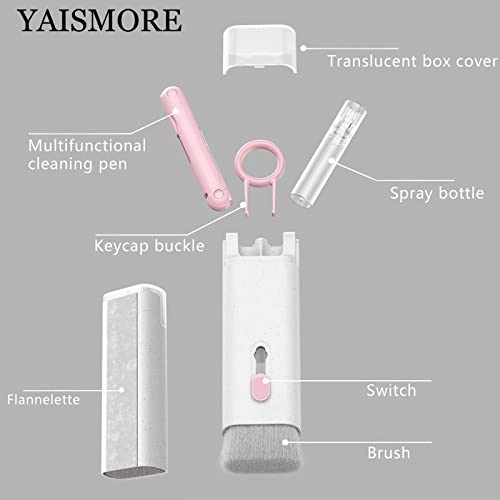 7-in-1 Airpod Cleaner Kit - Laptop Cleaner - Keyboard Cleaner kit, Portable Multifunctional Cleaning Tool for PC Monitor/Earbud/Cell Phone/Laptop/Computer/Bluetooth Earphones (Pink)