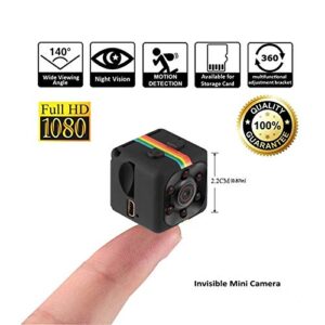 QEBIDUM Spy Camera Hidden Camera, Portable Tiny Rechargeable Battery Powered HD 1080P Mini Camera, Night Vision Motion Activated Micro Digital Recorder Body Cop Nanny Cam for Home Office Car Drone