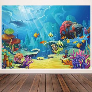 CHAIYA Under The Sea Backdrop Ocean Little Mermaid Backdrop Background for Under The Sea Theme Baby Shower Photo Booth Banner Party Cake Table Decoration 5x3ft 109