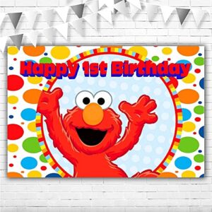 elmo backdrop 1st birthday 5x3ft red monster elmo birthday party background for kids first birthday vinyl elmo one year old birthday banner for boys and girls