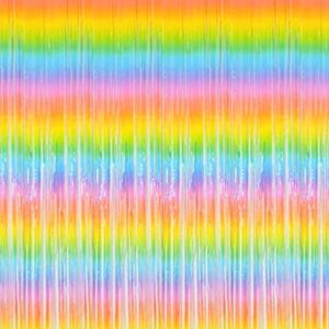 Shiny Rainbow Foil Fringe Curtain - 2pcs 3.2ft x 8.2ft Metallic Tinsel Rainbow Streamers for Photo Booth Backdrop Prop Birthday Wedding Bridal Shower Baby Shower Bachelorette Party Decorations