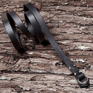 CANPIS Genuine Slim Leather Camera Neck Shoulder Strap compatible with Fujifilm Sony Olympus Lecia, Vintage Leather Camera Strap (Black Color)