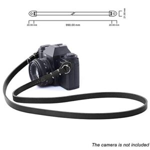 CANPIS Genuine Slim Leather Camera Neck Shoulder Strap compatible with Fujifilm Sony Olympus Lecia, Vintage Leather Camera Strap (Black Color)