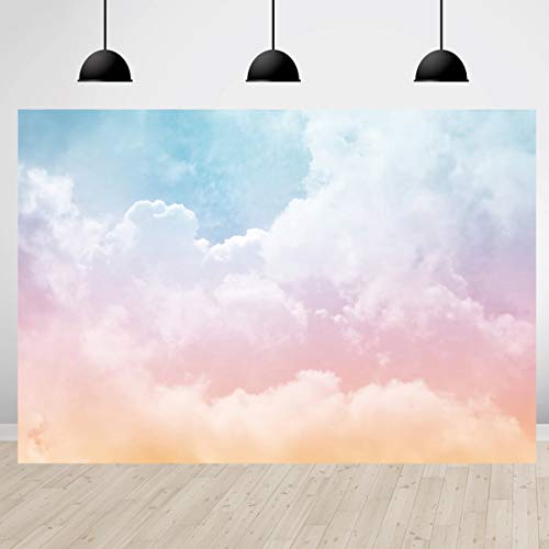 Rainbow Cloud Birthday Backdrop Blue Colorful Sky Wedding Party Decoration Girl Birthday Party Photography Background 6x4ft