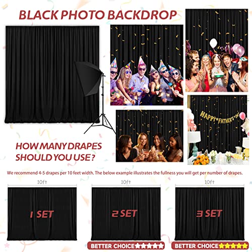 Black Backdrop Curtains for Parties 5ft x 10ft 2 Panels Thick Fabric Backdrop Drape for Birthday Graduations