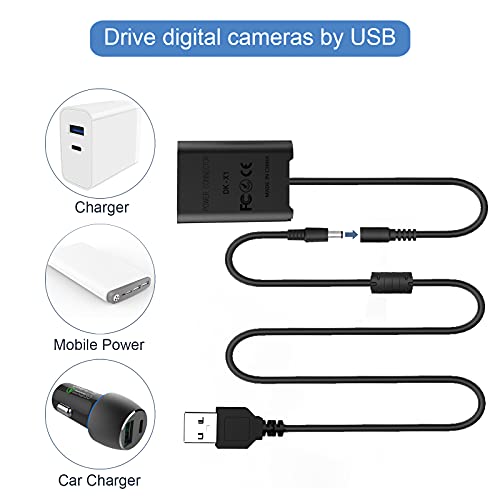 F1TP NP-BX1 Dummy Battery DK-X1 DC Coupler USB Cable kit for Sony Cybershot ZV-1, DSC-RX1, RX1R, RX100 II III IV V VI VII, M2 M3 M4 M5 M6/B M7, HX50 HX90 HX300 WX300 WX350 WX500 Cameras.