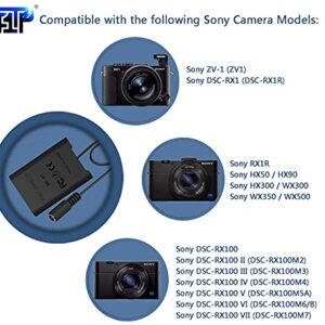 F1TP NP-BX1 Dummy Battery DK-X1 DC Coupler USB Cable kit for Sony Cybershot ZV-1, DSC-RX1, RX1R, RX100 II III IV V VI VII, M2 M3 M4 M5 M6/B M7, HX50 HX90 HX300 WX300 WX350 WX500 Cameras.