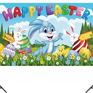 Happy Easter Banner Backdrop for Easter Party Decorations Supplies