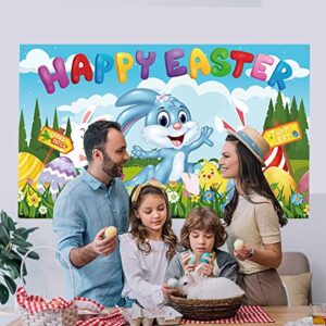 Happy Easter Banner Backdrop for Easter Party Decorations Supplies