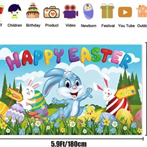 Happy Easter Banner Backdrop for Easter Party Decorations Supplies