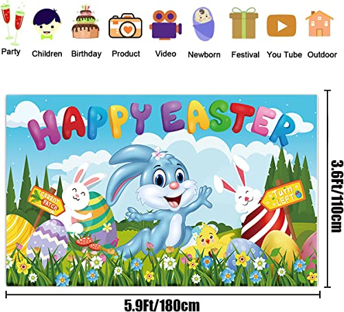 Happy Easter Banner Backdrop for Easter Party Decorations Supplies