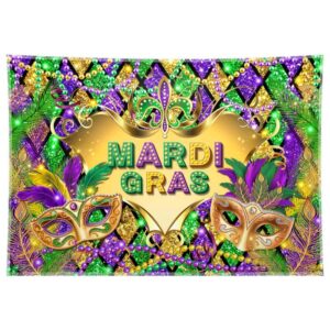 zthmoe 68x45inch fabric mardi gras backdrop masquerade festival carnival photography background new orleans beads party decorations photo banner booth props