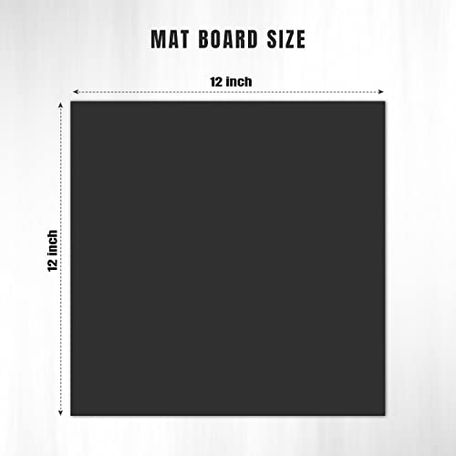 AUEAR, Black 12x12 Uncut Mat Matte Boards for Picture Framing, Print, Artwork - Backing Boards 1/16" Thick, 15 Pack