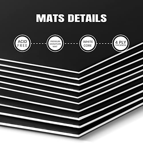AUEAR, Black 12x12 Uncut Mat Matte Boards for Picture Framing, Print, Artwork - Backing Boards 1/16" Thick, 15 Pack