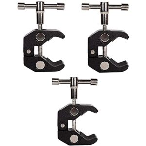 qyxinc 3pack super clamp with 1/4 and 3/8 thread camera clamp mount，crab clamp rod clamp clip for cameras, rods, lights, hooks, shelves, cross bars, etc