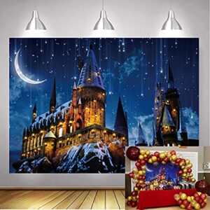 gya 7x5ft magic castle backdrop-wizard school night sky moon photography background halloween decoration children birthday party banner photo booth props,7x5ft(210x150cm)