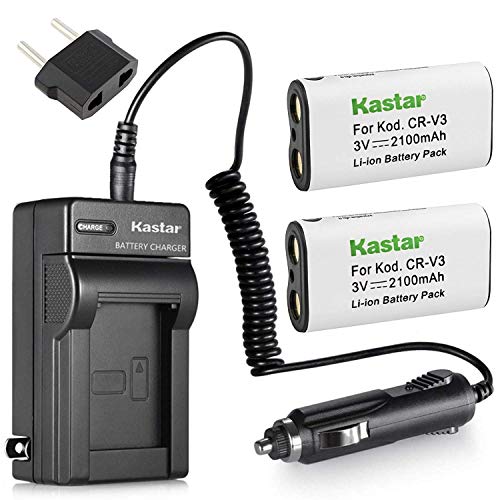 Kastar CRV3 Battery 2-Pack and Charger for Kodak CR-V3 EasyShare C310 C530 C875, Olympus LB-01 LB01 C3000 C3040 40Z C-2100UZ C-211 C-211Z C-3000 C-3030 C-3030Z C-3040Z C-4000 C-5050 C-5050Z C-700 D510