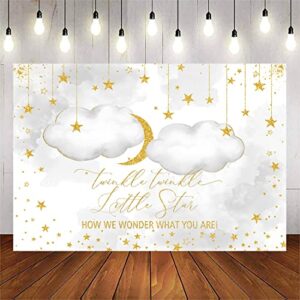 avezano twinkle twinkle little star backdrops gray white clouds gender neutral baby shower party background gold glitter stars newborn baby boy or girl gender reveal decoration supplies 7x5ft