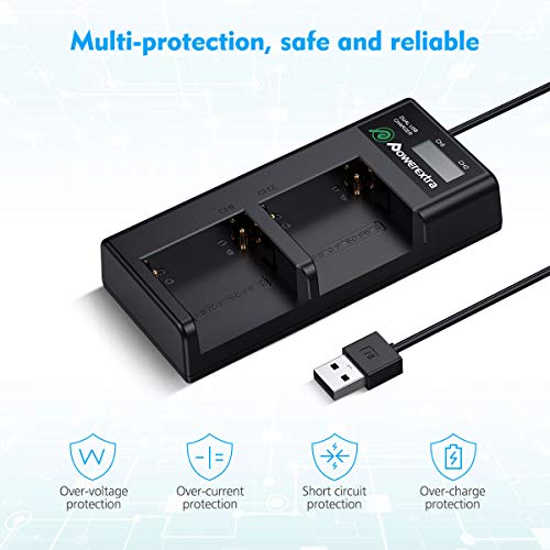 Powerextra Dual Battery Charger with USB LCD Display for Sony NP-F970 NP-F930 NP-F950 NP-F960 Battery