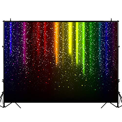 Funnytree 7x5FT Let's Glow Party Photography Backdrop for Music Dance Disco Decor Rainbow Neon Splatter Pride Month LGBT Background Photo Booth Prop Cake Table Decor