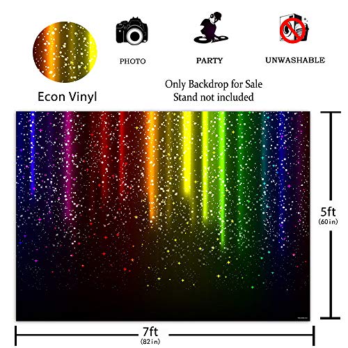 Funnytree 7x5FT Let's Glow Party Photography Backdrop for Music Dance Disco Decor Rainbow Neon Splatter Pride Month LGBT Background Photo Booth Prop Cake Table Decor