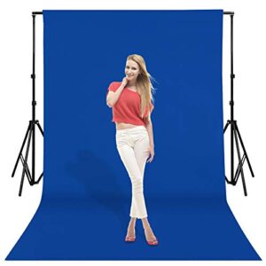 Blue Backgrounds for Photography, 5 x 7 ft Polyester Chromakey Backdrop Cloth, Collapsible Solid Color Background for Photo Shooting, Streaming Live, Video Studio