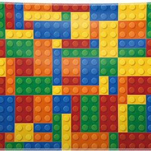 ZTHMOE 84x60inch Building Blocks Theme Backdrop Colored Toy Bricks Photography Background Kids Birthday Party Decorations Cake Table Banner Photo Booth Props