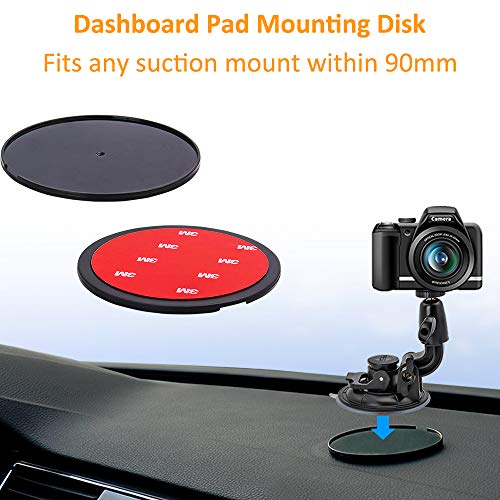 woleyi Windshield Dashboard DSLR Car Mount with Strong Suction Cup and Insurance Tether use for Canon, Nikon, Sony, DSLR, Olympus, Pentax, HeroFiber and More Cameras
