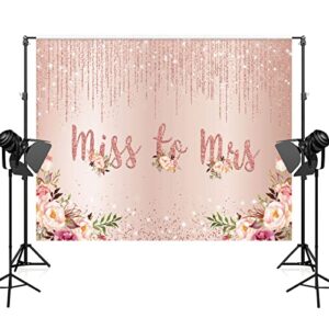Maijoeyy 7x5ft Rose Gold Miss to Mrs Backdrop Golden Glitter Pink Floral Bridal Shower Backdrop for Pictures Wedding Shower Bride to Be Engagement Backdrop for Party Decorations Banner