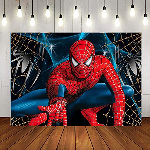 Jinsen, Spider Super Hero Family Backdrops Kids Happy Birthday Party Custom Banner Decoration Photography Background for Photo Studio Newborn Baby Shower Birthday Party Supplies Banner