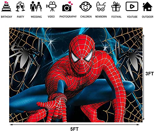 Jinsen, Spider Super Hero Family Backdrops Kids Happy Birthday Party Custom Banner Decoration Photography Background for Photo Studio Newborn Baby Shower Birthday Party Supplies Banner