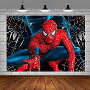 Jinsen, Spider Super Hero Family Backdrops Kids Happy Birthday Party Custom Banner Decoration Photography Background for Photo Studio Newborn Baby Shower Birthday Party Supplies Banner