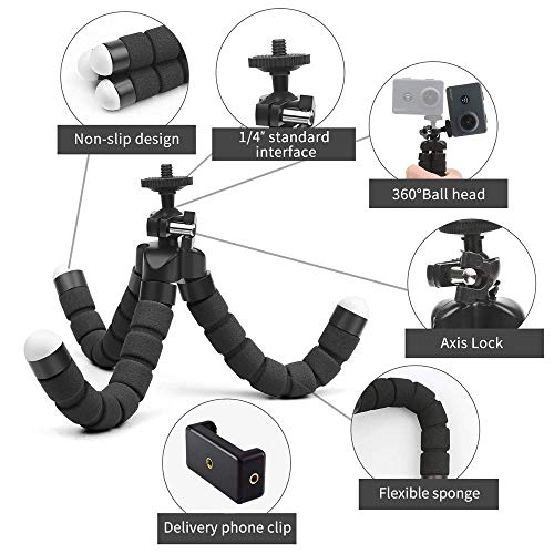 Flexible Webcam Stand and Cell Phone Tripod with Holder for Logitech and Nexigo Webcam, GoPro Camera and More.