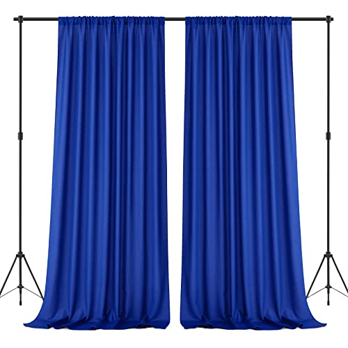 HOMEIDEAS 10ft x 10ft Backdrop Curtains for Parties 2 Panels Royal Blue Photo Background Curtains,Polyester Rod Pocket Drapes for Wedding Birthday Decorations